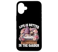 Pug Gnome Dad Life Is Better In The Garden For Pug Grandpa Carcasa para iPhone 16 Plus