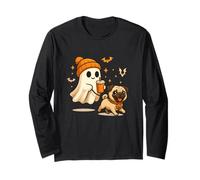 Pug Halloween Ghost Walking Pug Dog Manga Larga