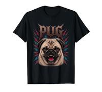 Pug Heavy Metal Halloween Perro Mamá Gótico Rock Vintage 80s Camiseta gráfica económica, Hombre, Negro, S