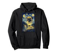 Pug Howling to The Moon Funny Dog Dueño de Mascotas Arte de Noche Estrellada Sudadera con Capucha