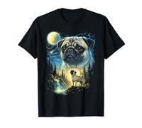 Pug Howling to The Moon Meme Funny 90's Pug Dog Lover Dueño Camiseta