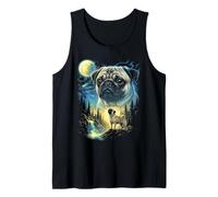 Pug Howling to The Moon Meme Funny 90's Pug Dog Lover Dueño Camiseta sin Mangas