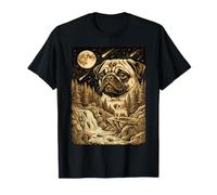 Pug Howling to The Moon Meme Perro Animal de los 90 Camiseta