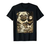 Pug Howling to The Moon Meme Perro Animal de los 90 Camiseta