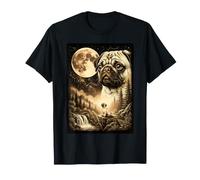 Pug Howling to The Moon Meme Perro Animal de los 90 Camiseta