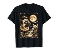 Pug Howling to The Moon Meme Perro Animal de los 90 Camiseta
