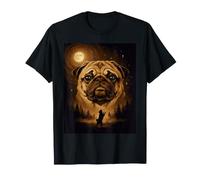 Pug Howling to The Moon Meme Perro Animal de los 90 Camiseta