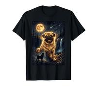 Pug Howling to The Moon Meme Perro Animal de los 90 Camiseta