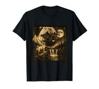 Pug Howling to The Moon Meme Perro Animal de los 90 Camiseta