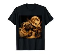 Pug Howling to The Moon Meme Perro Animal de los 90 Camiseta