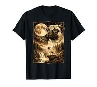 Pug Howling to The Moon Meme Perro Animal de los 90 Camiseta