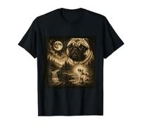 Pug Howling to The Moon Meme Perro Animal de los 90 Camiseta