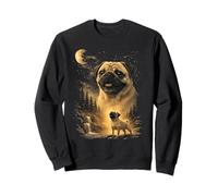 Pug Howling to The Moon Vintage 90s Art Funny Dog Pet Dueño Sudadera