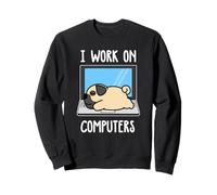 Pug I Work On Computer Dog Sleep Puppy Lovers Sudadera