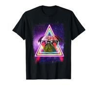 Pug Laser Eyes Funny Dog In Space Galaxy Dogs Lovers Camiseta gráfica económica