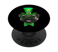 Pug Leprechaun Hat St Patricks Day Funny Dog Lover PopSockets PopGrip Adhesivo