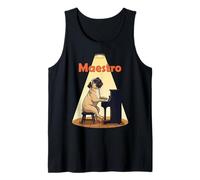 Pug Maestro Tocando Piano Perro Músico Divertido Canino Camiseta sin Mangas