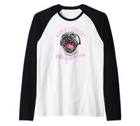Pug más Genial del Mundo Abuela Lindo bostezo Pug Nieto Camiseta Manga Raglan