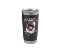Pug más genial del mundo abuela lindo bostezo pug nieto Vaso térmico de acero inoxidable de doble pared