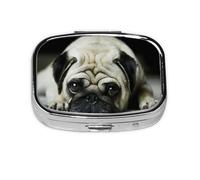 Pug, perros tristes, perros, perros tristes, mascotas, Pug, pastillero, 2 compartimentos, organizador portátil