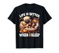 Pug Puppy Funny Fall Saying For Pug Mom Cute Autumn Sleep Camiseta
