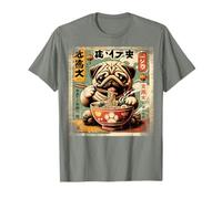 Pug Ramen Fideos Japonés Vintage Kawaii Anime Perro Camiseta