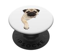 Pug Saliendo de la Pared Agrietada Lindos Amantes de los Perros PopSockets PopGrip Adhesivo