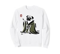 Pug Samurai japonés - Perro Negro - Japón Kanji Artwork Ukiyo Sudadera