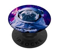 Pug Space Dog Astronaut Galaxy Dogs Funny PopSockets PopGrip Adhesivo
