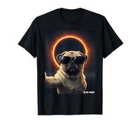 Pug Taking Selfie Solar 2026 Eclipse Wearing Glasses Camiseta
