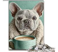 Pug Tomando café (1000 Piezas) para Adultos Juguete Educativo antiestrés Toda la Familia (50x75cm)