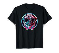 Pug Vaporwave Hip Hop Dog Cool Puppy Hombres Mujeres Niños Retro Camiseta