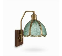 Pugermering Aplique de Pared Lámpara de Pared de Pared Aplique Interior Iluminación Decorativa con Tulipa de Vidrio Verde con Relieve Que de la Luz y Elimina