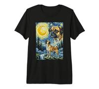 Puggle Howling At The Moon Impresionista Noche Estrellada Arte Camiseta Premium