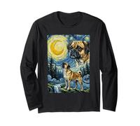 Puggle Howling At The Moon Impresionista Noche Estrellada Arte Manga Larga