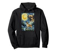 Puggle Howling At The Moon Impresionista Noche Estrellada Arte Sudadera con Capucha