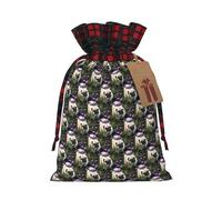 Pugs In The Garden - Bolsa de Navidad con cordón a juego a juego con etiqueta de papel kraft de 4.7 x 6.9 pulgadas para Halloween