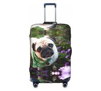 Pugs in The Garden - Funda de equipaje grande con impresión de maleta, protector elástico a prueba de polvo para equipaje de 18 a 32 pulgadas, White, XL