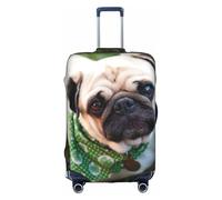Pugs in The Garden - Funda protectora para maleta, funda protectora de equipaje de viaje, para maletas de 18 a 32 pulgadas, White, L