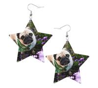 Pugs in the Garden - Pendientes de moda para mujer, aretes colgantes celestiales, joyería en forma de estrella para una versatilidad, One Size, Cuero