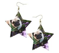 Pugs in the Garden - Pendientes de moda para mujer, aretes colgantes celestiales, joyería en forma de estrella para una versatilidad, One Size, Cuero
