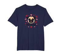Pugs & Kisses: Adorable Regalo romántico de San Valentín para Amantes de los Perros Camiseta, Hombre Tallas Grandes, Azul Marino, 3X Alto