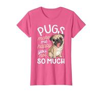 Pugs Make Me Happy You Not So Much Camiseta para Amantes de los Perros Pug Hombres Camiseta, Mujer, Rosa Jaspeado, M