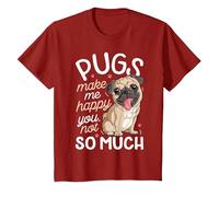 Pugs Make Me Happy You Not So Much Camiseta para Amantes de los Perros Pug Hombres Camiseta, Niños, Arándano, 2 años