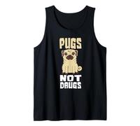 Pugs Not Drugs, Divertido Perro, mamá, Amante de Las Mascotas, Lindo Amante de los Pug Camiseta sin Mangas