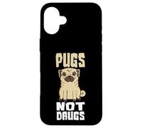 Pugs Not Drugs, Divertido Perro, mamá, Amante de Las Mascotas, Lindo Amante de los Pug Carcasa para iPhone 16 Plus