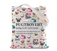 Pugtrovert Definition - Bolsa de mano reutilizable para dueño de carlino, regalo para el día de la madre, regalo para el día de la madre, bolsa de compras reutilizable, Bolsa Pugtrovert, 35*40cm