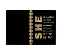 Pugwak Cuaderno inspirador para mujer, cuaderno de afirmaciones con texto en inglés "She Is Me", con rayas universitarias, para el trabajo, la escuela, regalos motivacionales para mujeres, suministros