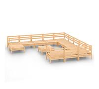 PUGYNBK Juego De Muebles De Jardin 13 Piezas Madera Maciza De Pino | Diseno De Palets Rustico, Modular, Resistente A La Intemperie, 110 Kg Por Asiento