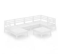 PUGYNBK Juego De Muebles De Jardin 7 Piezas Madera Maciza Pino | Modular, Resistente A La Intemperie, Max 110 Kg Por Asiento, Diseno De Palets